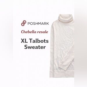 Talbots Cream Turtleneck Sweater merino wool size xl ladies women cream color